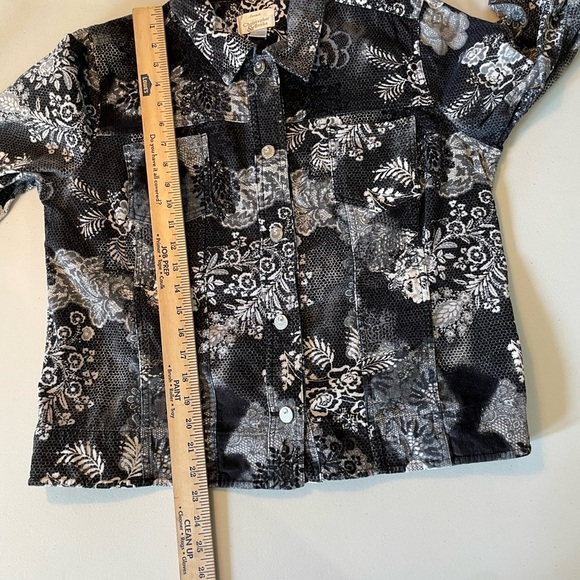 Christopher & Banks Large Black and White Floral Jacket Boho Chic Unique GUC - Picture 4 of 7